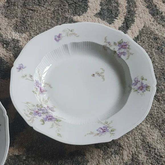 Vintage China Dish Set Bowls Set Of Two Ivory Purple Floral